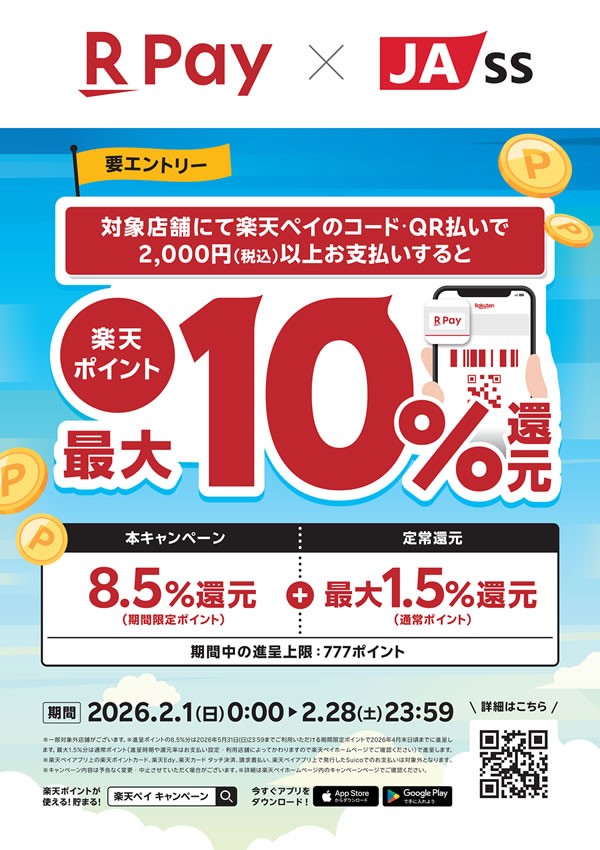 楽天ペイキャンペーン開催!(2月1日~2月28日)